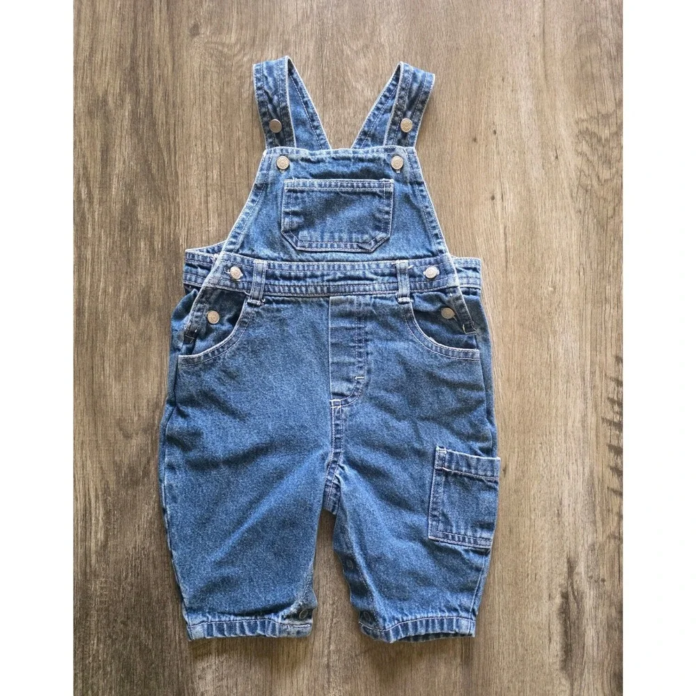 Vintage Sesame Street Baby Denim Overalls Medium Wash Big Bird 3-6 Months